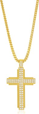 BLACKJACK Men's Cubic Zirconia Cross Pendant Necklace