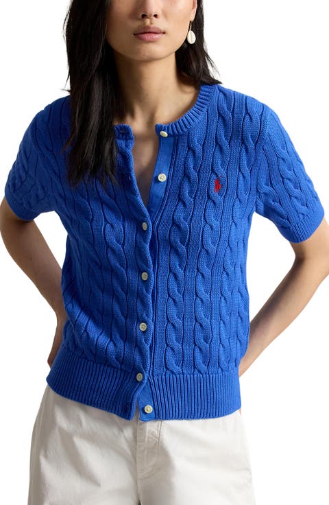 Short Sleeve Cable Stitch Cardigan