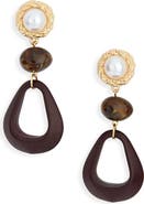 Tasha Faux Pearl & Resin Drop Earrings