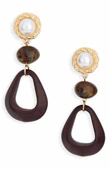 Faux Pearl & Resin Drop Earrings
