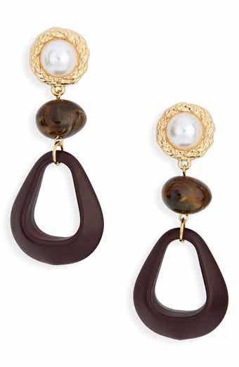 Faux Pearl & Resin Drop Earrings