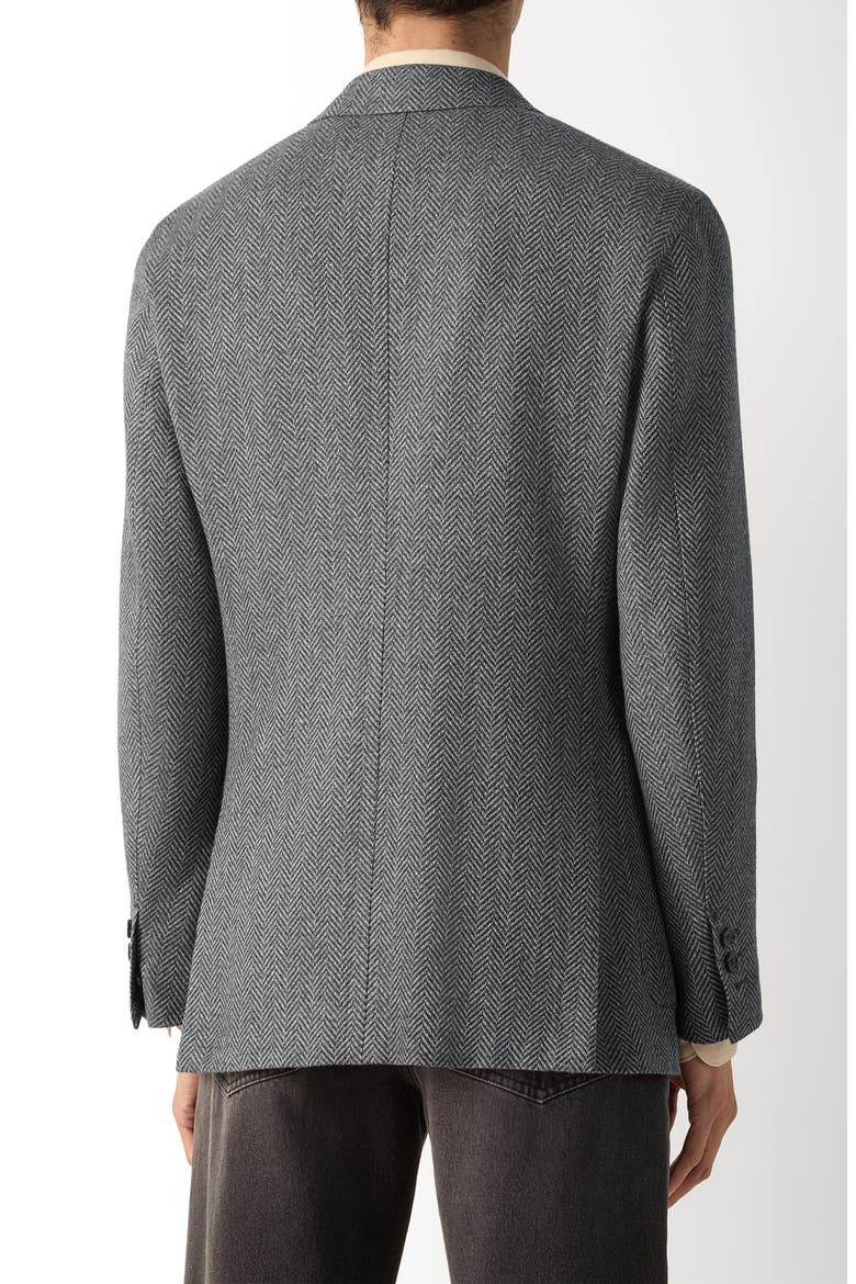 Lago Style Herringbone Cashmere Blazer, Alternate, color, DARK GREY