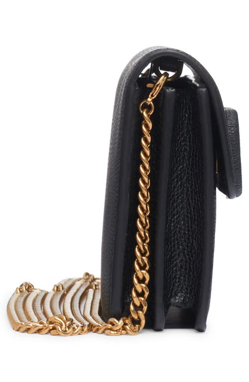 Valentino Garavani Vlogo Signature Leather Wallet On A Chain In Black