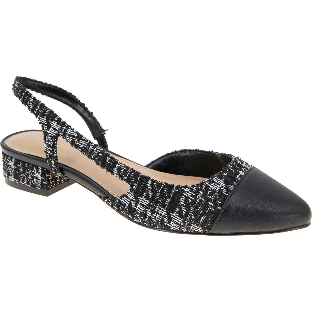 Bcbgeneration Tillie Slingback Cap Toe Pump In Black-white Boucle