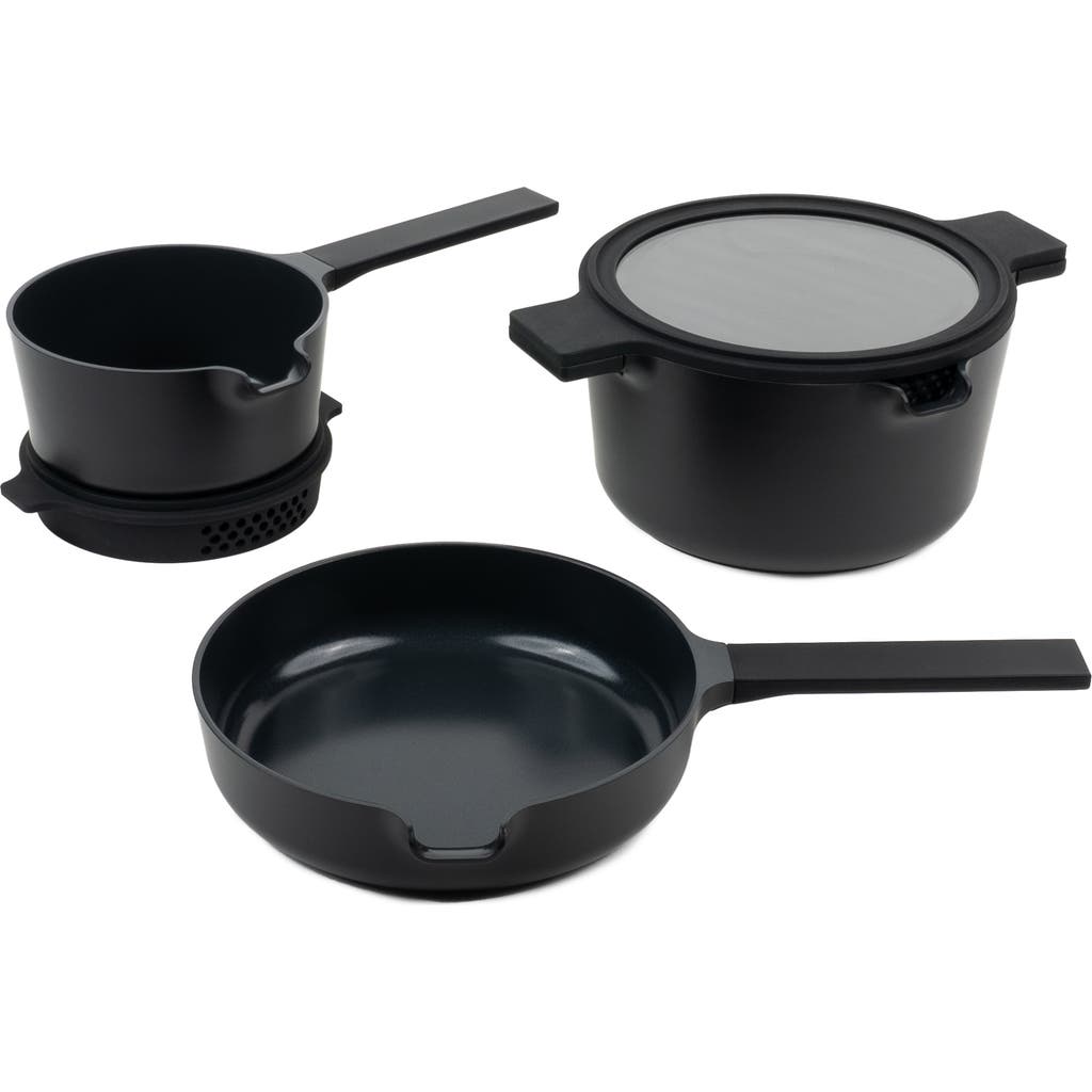 Alva Neat 5-piece Nesting Ceramic Cookware Set In Black