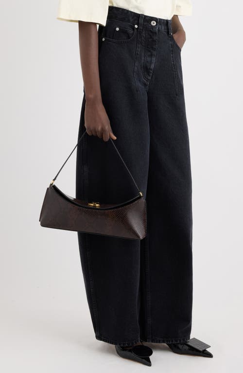 Jacquemus The Ovalo Snakeskin Embossed Leather Shoulder Bag In Brown