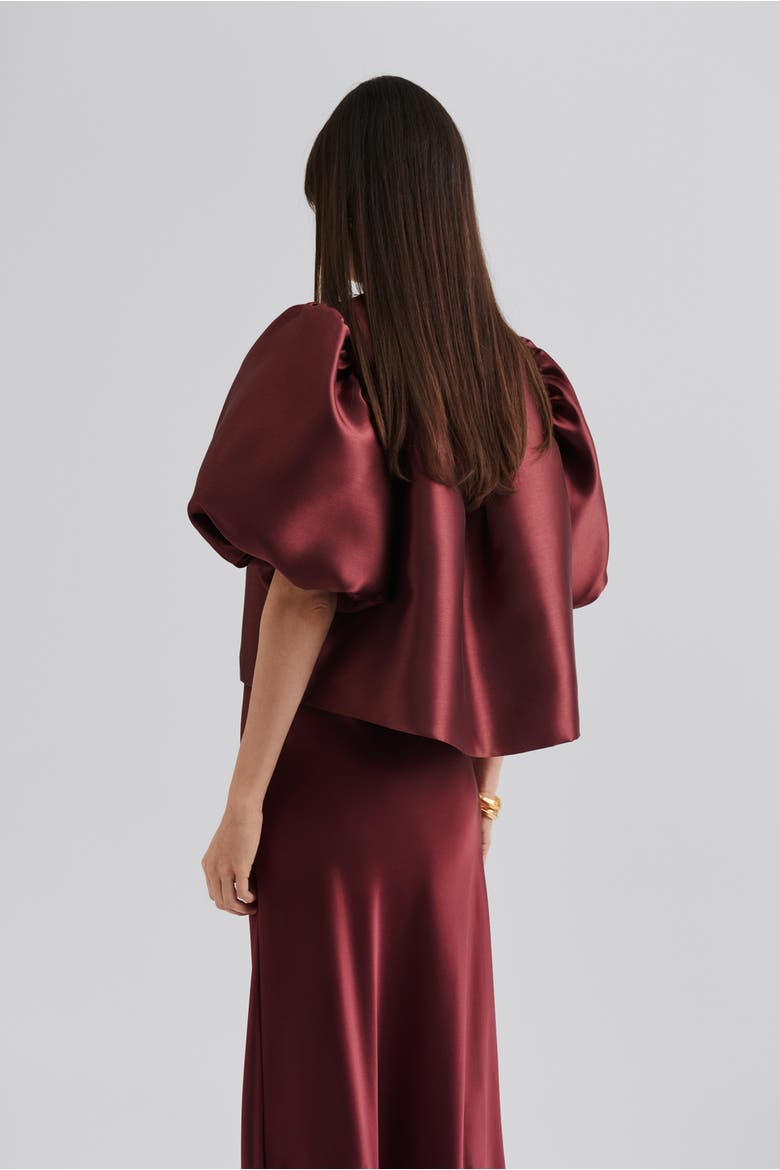 Cleo Pouf Balloon Sleeve Blouse, Alternate, color, Wine
