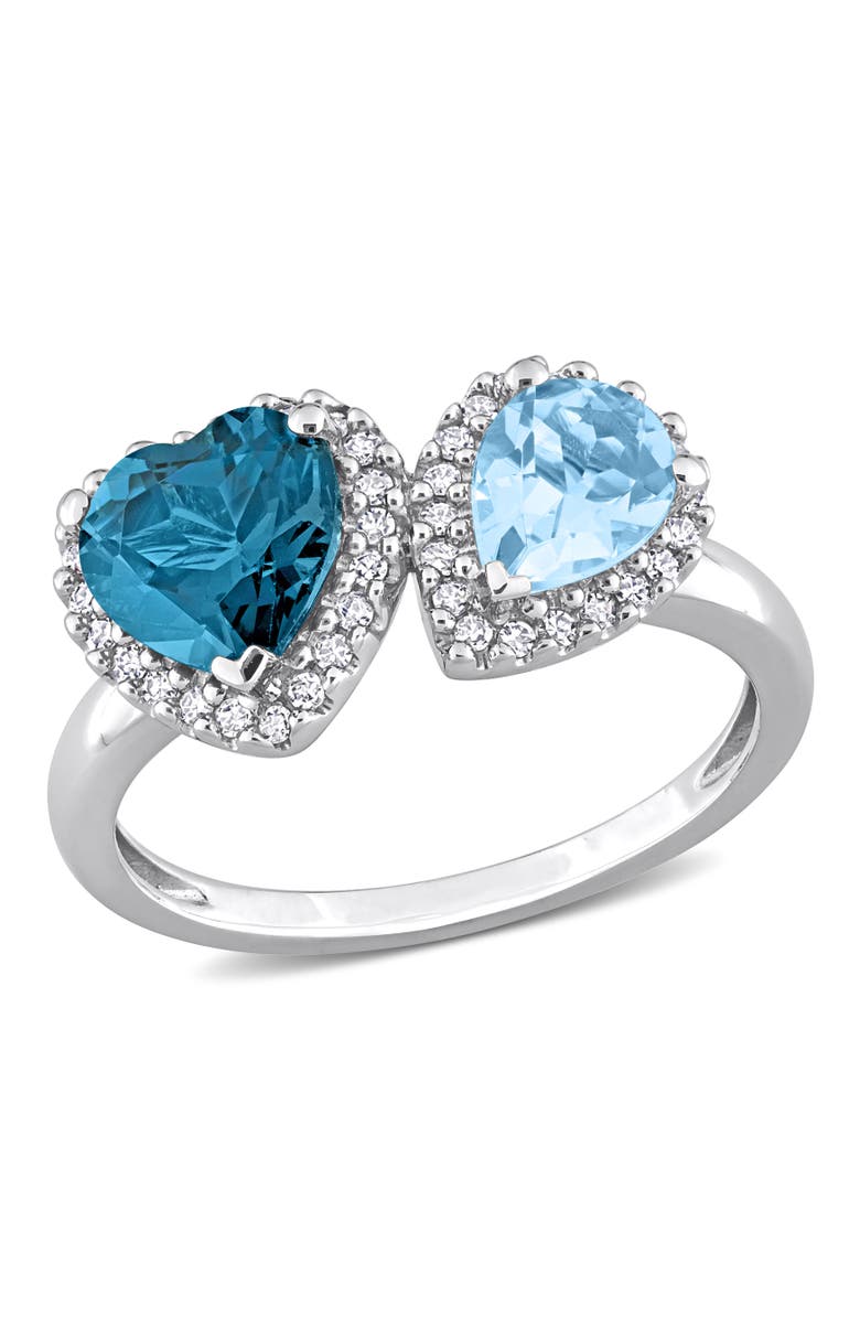 Julianna B. Topaz & Diamond Heart 2-Stone Ring 14k, Main, color, Topaz