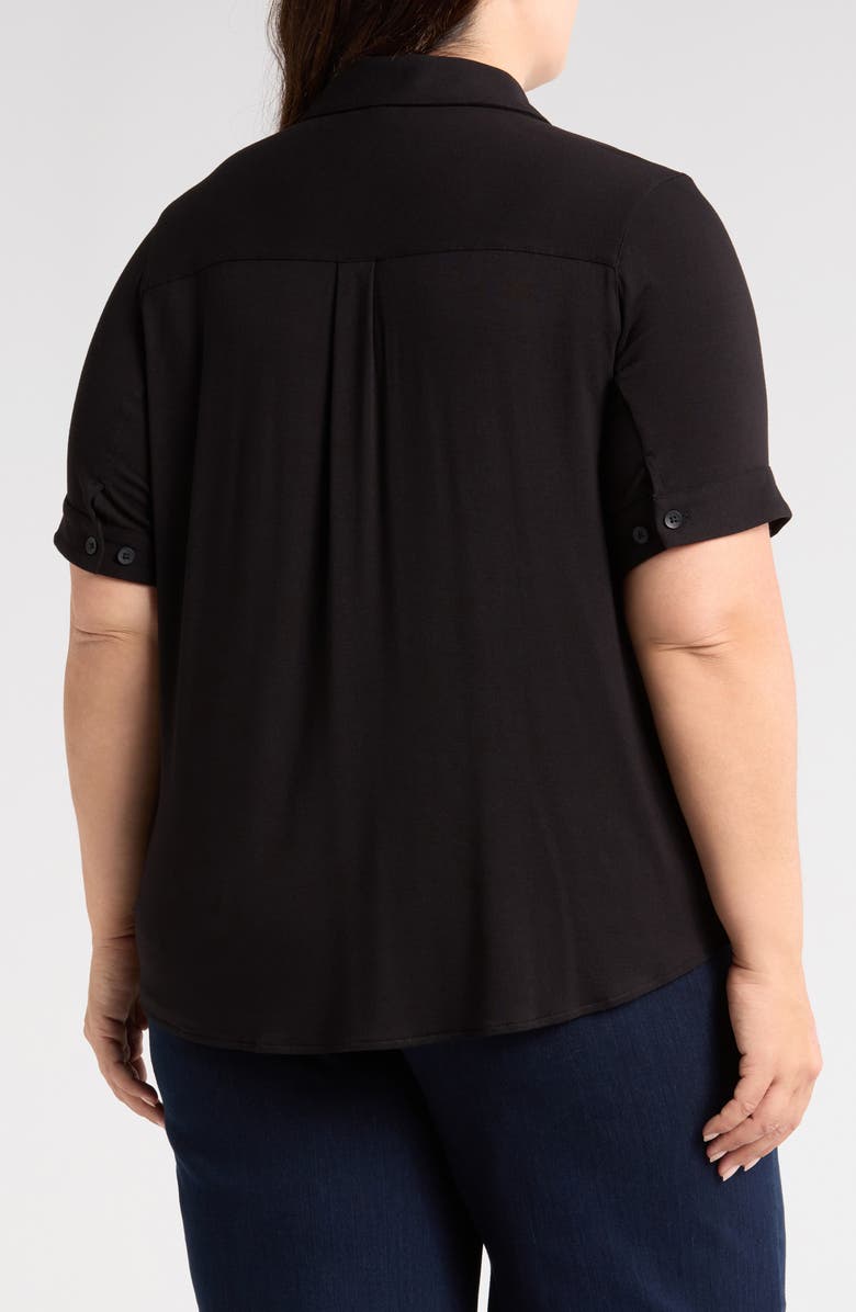 Universal Standard Chelsea Short Sleeve Jersey Button-Up Shirt, Alternate, color, 