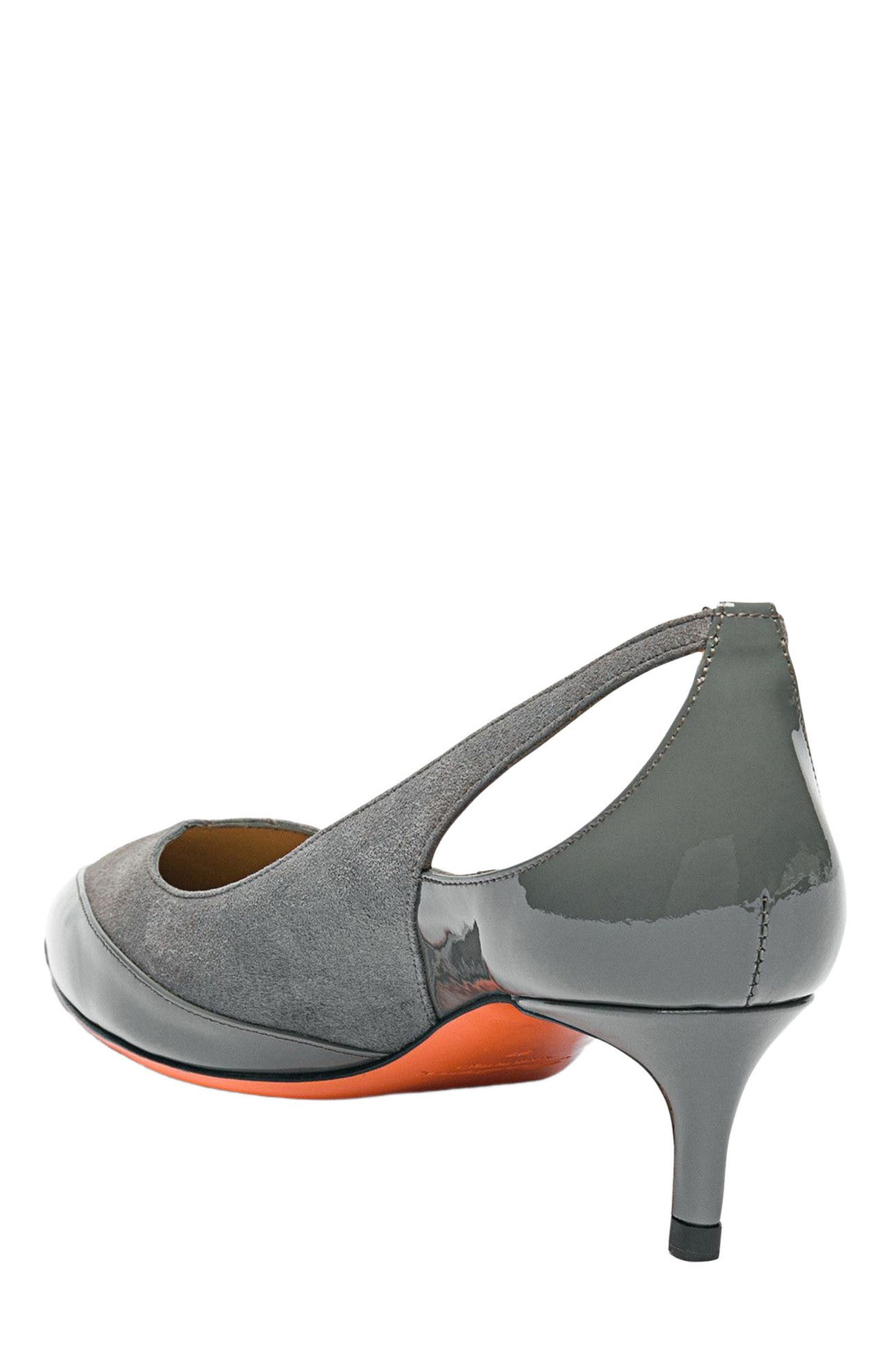 Santoni Women's kitten heel pump, Alternate, color, Gray