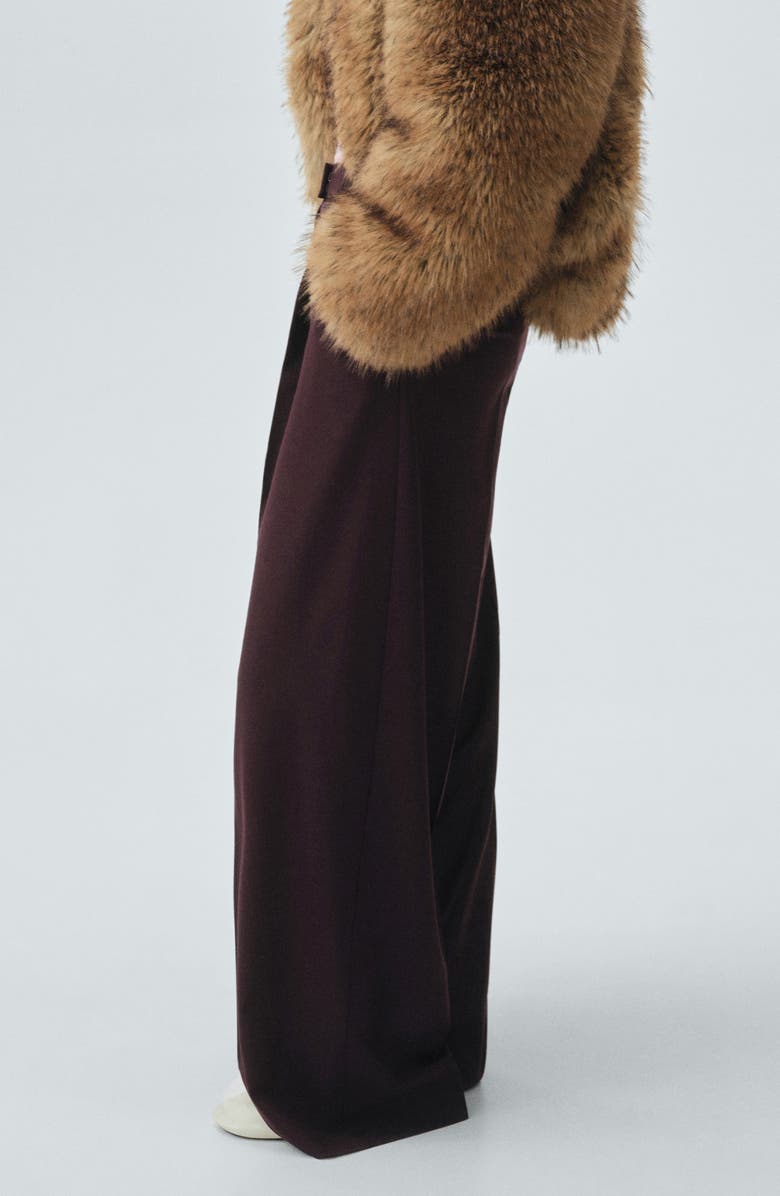 MANGO Selection Pleat Front Straight Leg Pants, Alternate, color, Maroon