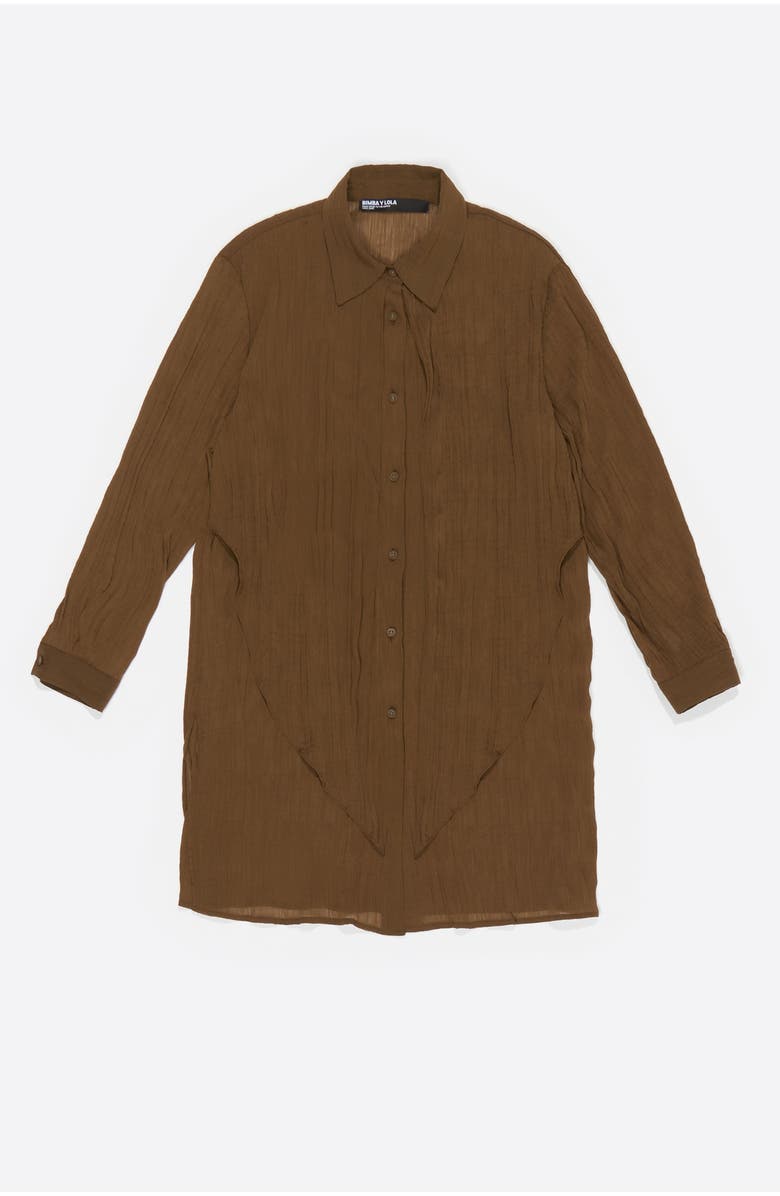 Bimba y Lola Pleated Shirt With Maxi Ties, Alternate, color, Brown