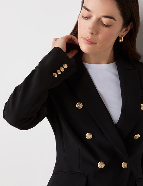 Finery London Lydia Long Sleeve Button Detail Blazer In Black