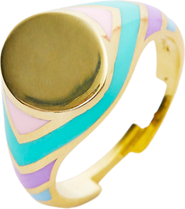 Spero London Enamelled Multicoloured Sterling Silver Round Signet Ring