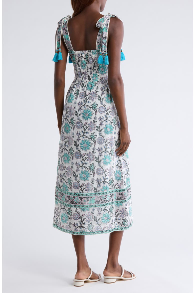 Gigi Cotton & Silk Cover-Up Midi Dress, Alternate, color, BRIGHT BLUE/ TURQUOISE MULTI