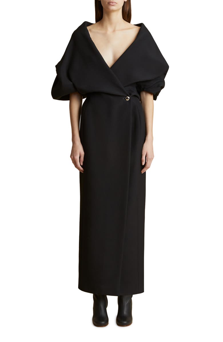 Khaite Truman Portrait Collar Wrap Dress, Main, color,