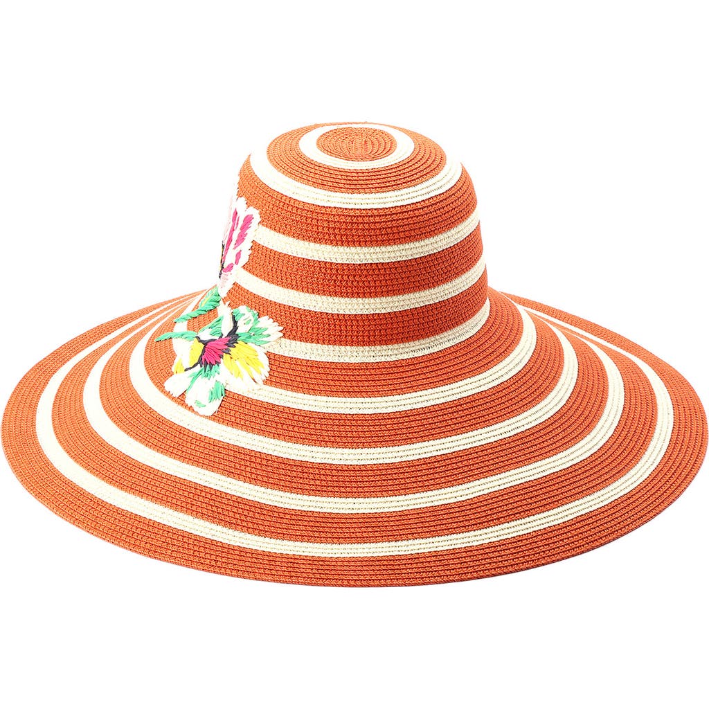 Kate Spade New York Embroidered Flowers Straw Sun Hat In Multi