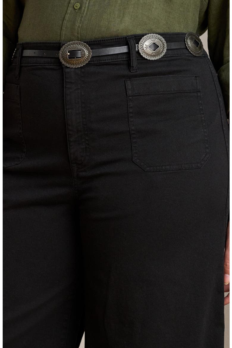Patch Pocket Crop Wide Leg Twill Chinos, Alternate, color, BLACK