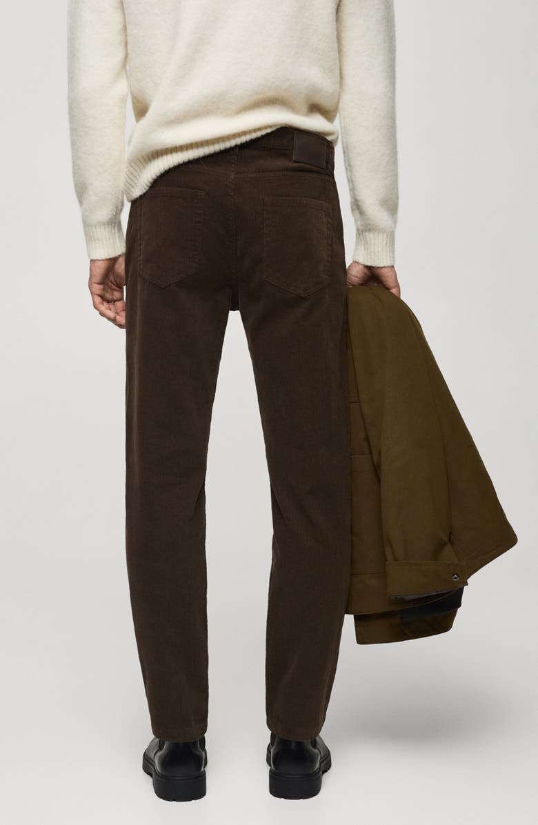 MANGO Regular Fit Straight Leg Corduroy Pants, Alternate, color, Chocolate