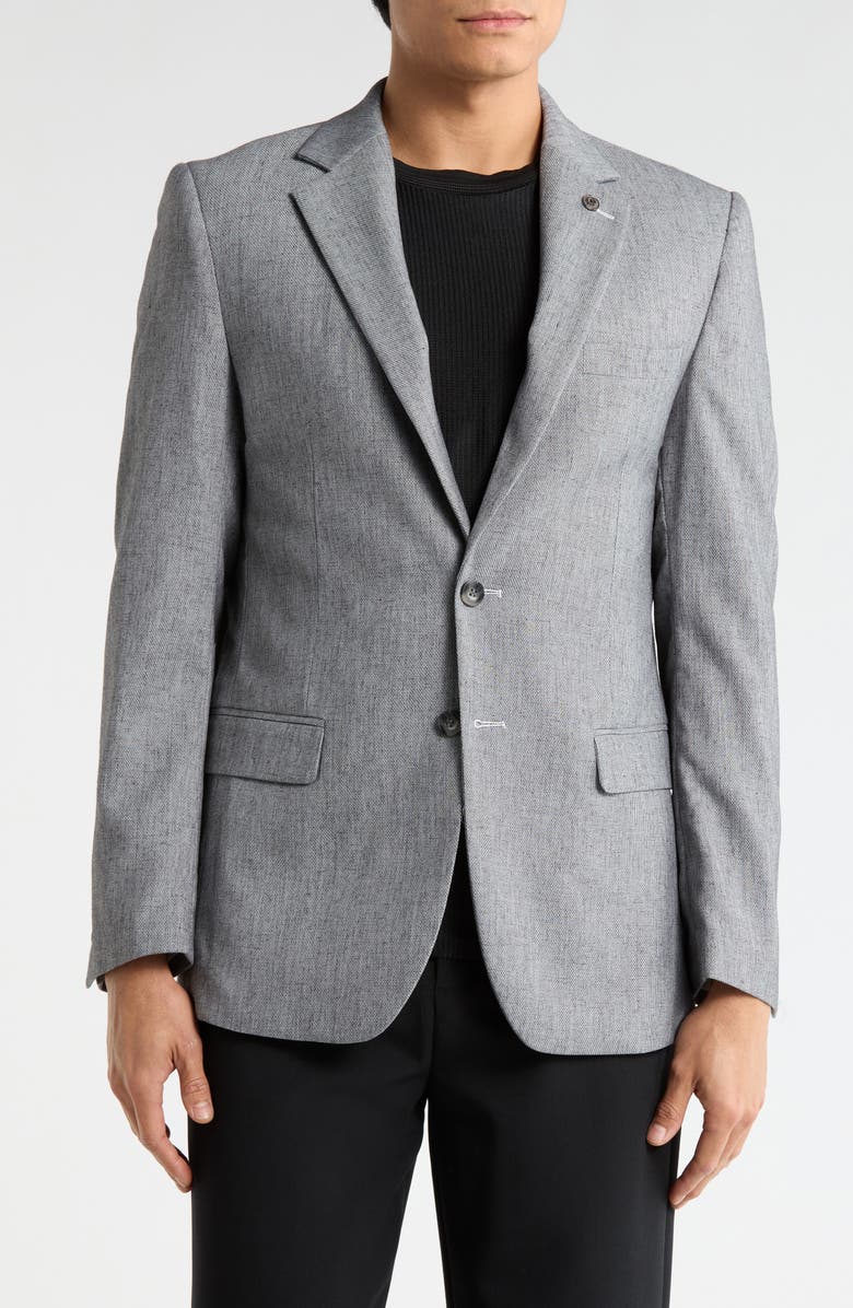 T.R. PREMIUM Slim Fit Solid Stretch Sport Coat, Main, color, Black