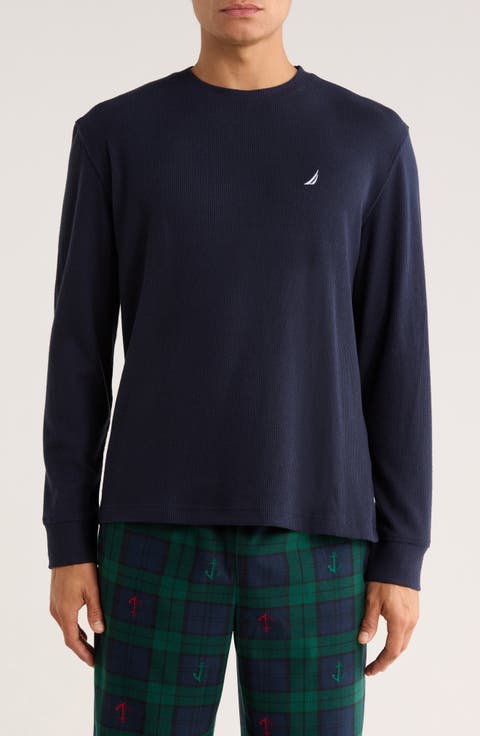 Long Sleeve Waffle Knit Pajama T-Shirt