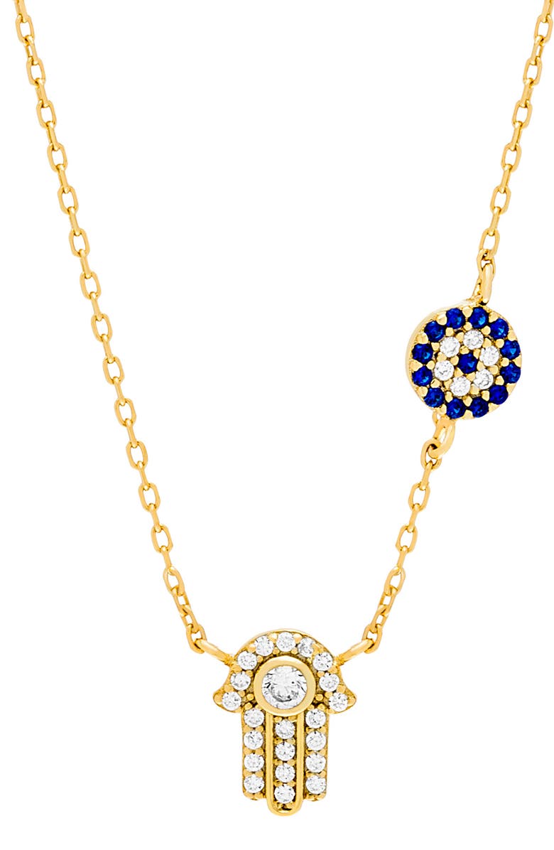 NES JEWELRY Lesa Michele Hamsa & Evil Eye Pendant Necklace, Main, color,