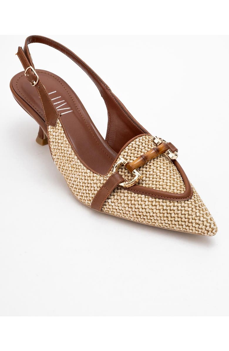 Prologue Shoes Osca Pointed Toe Buckled Slingback Pump, Main, color, Cognac