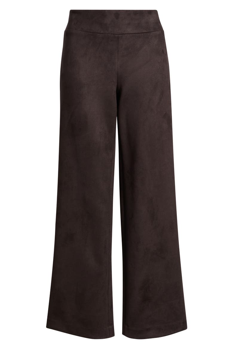 High Waist Wide Leg Faux Suede Pants, Alternate, color, DEEP MAHOGANY