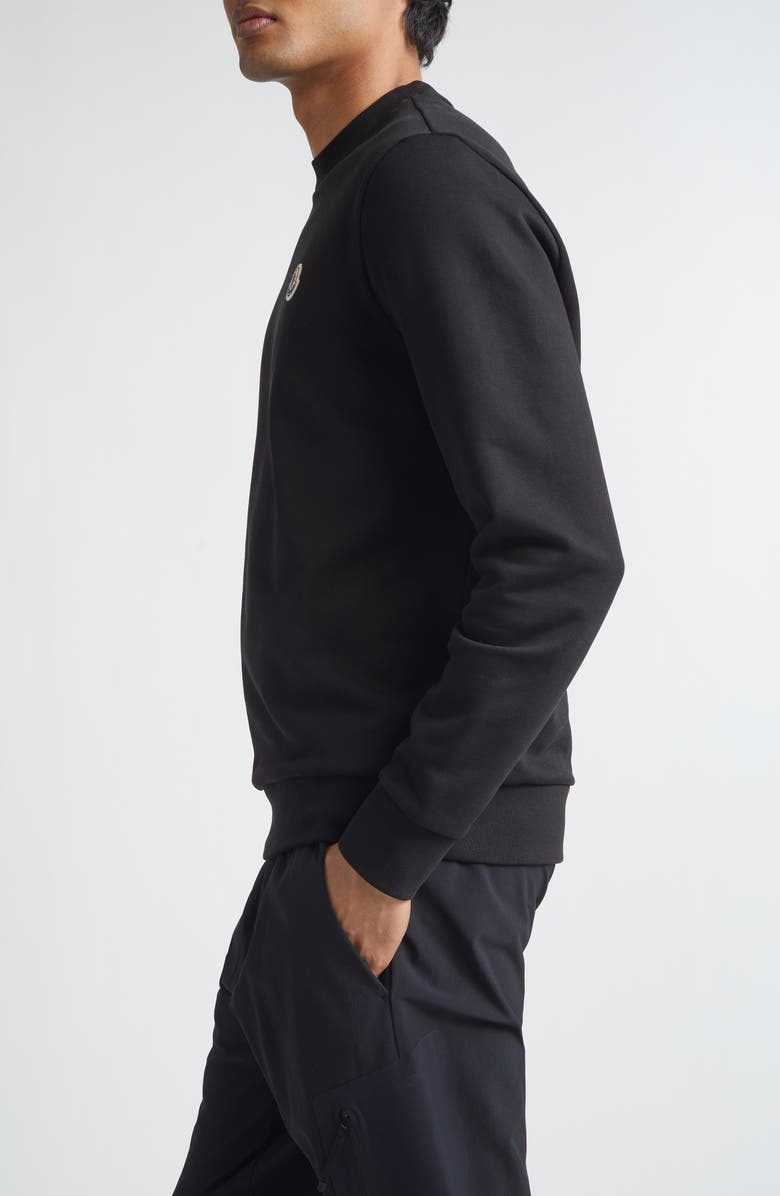 Moncler Logo Patch Fleece Sweatshirt, Alternate, color, Black