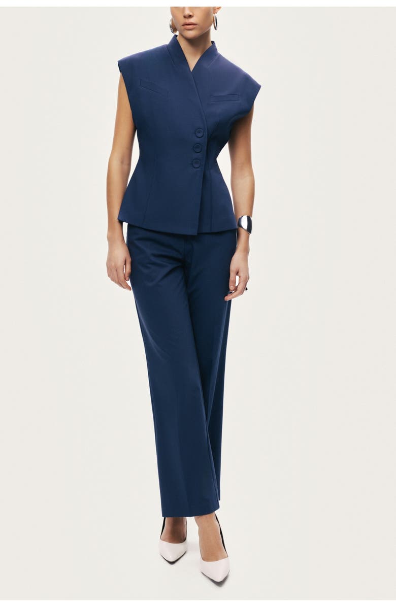 Nocturne Tailored Straight-Leg Pants, Alternate, color, Navy Blue