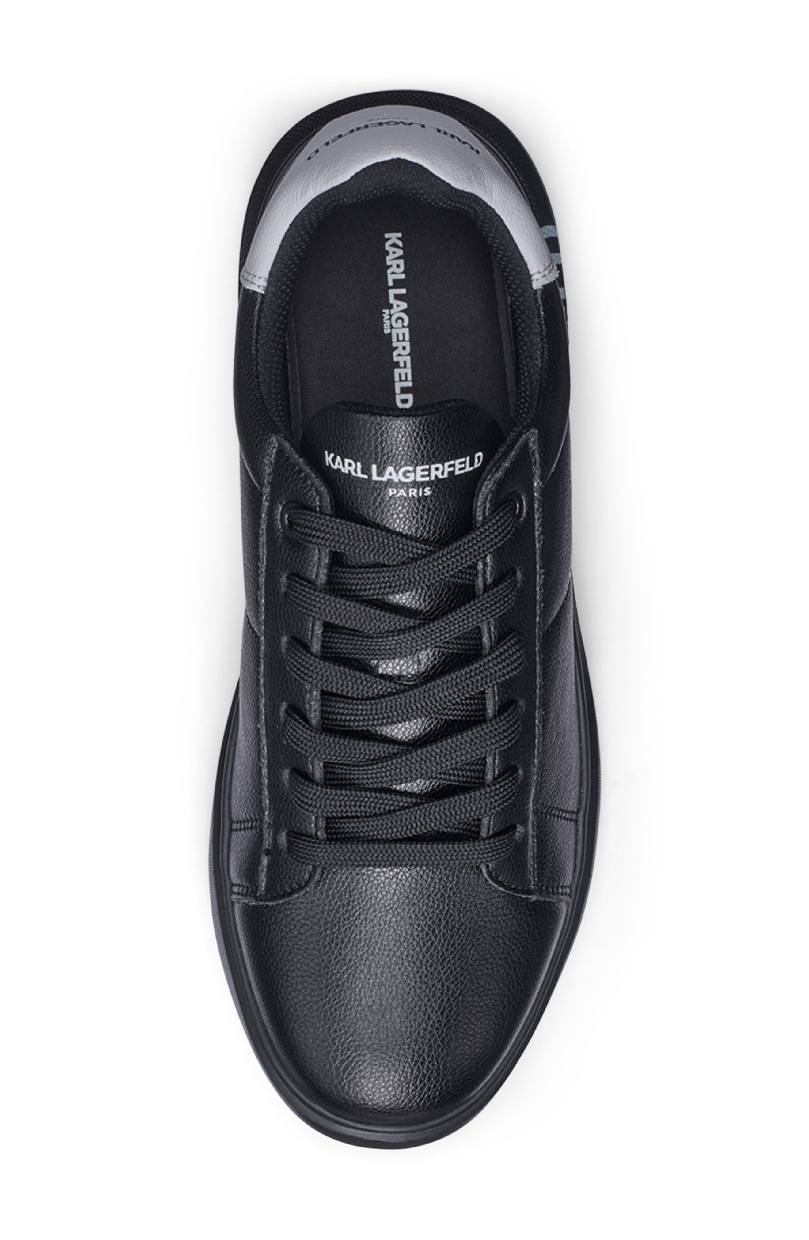KARL LAGERFELD PARIS Leather Low Top Sneaker, Alternate, color, Black