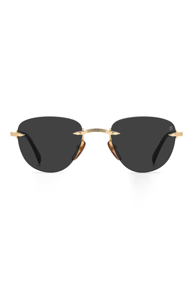 51mm Rimless Square Sunglasses, Main, color, GOLD/ BLACK/ GREY