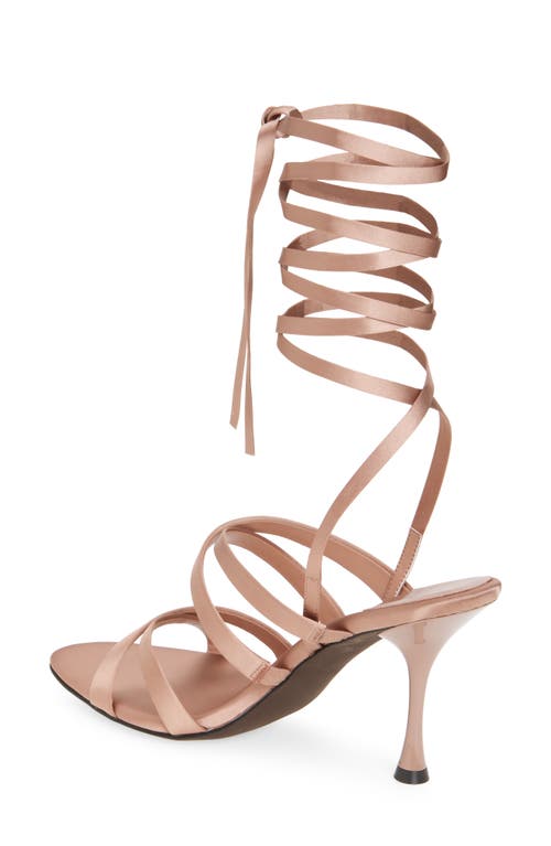 Jeffrey Campbell Obsessed Ankle Wrap Sandal In Champange Satin