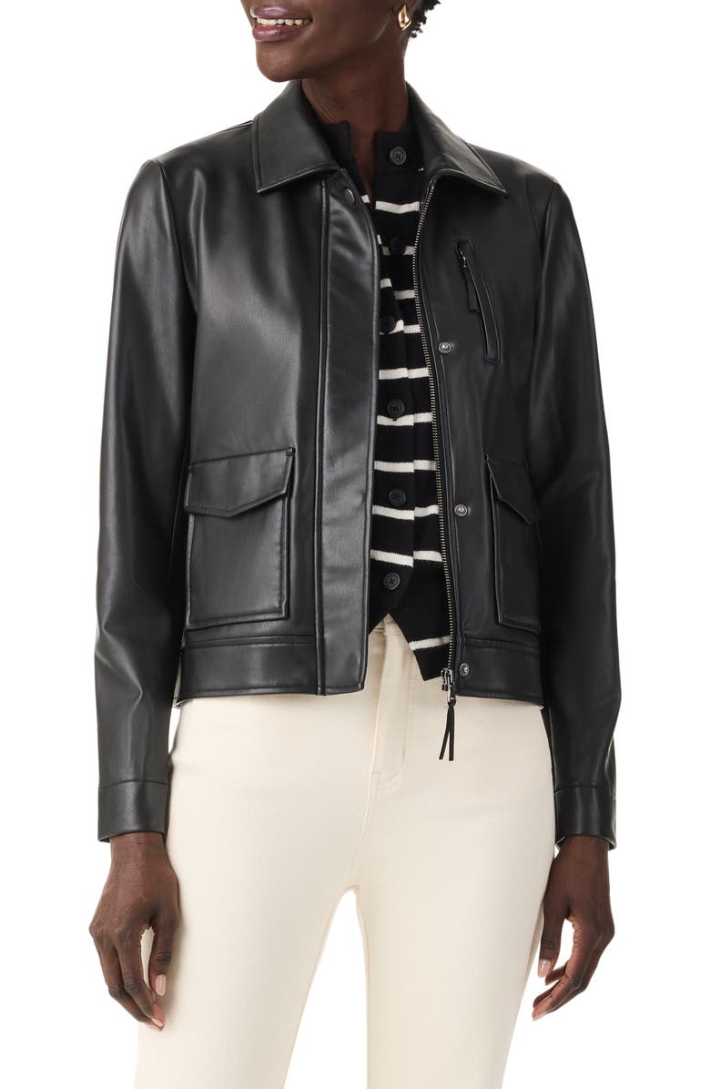 NIC+ZOE Faux Leather Downtown Jacket, Main, color, Black Onyx