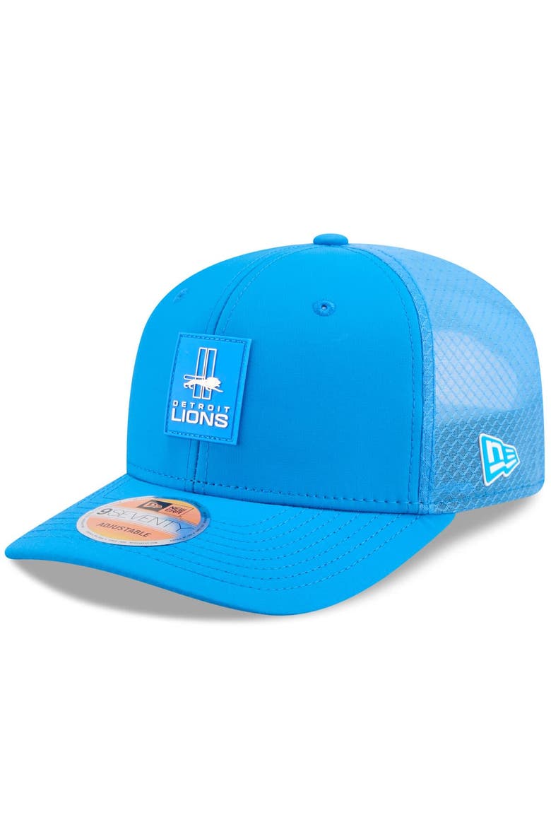 Men's New Era Blue Detroit Lions 2025 Sideline Throwback 9SEVENTY Trucker Adjustable Hat, Main, color, Blue