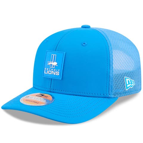 Men's New Era Blue Detroit Lions 2025 Sideline Throwback 9SEVENTY Trucker Adjustable Hat