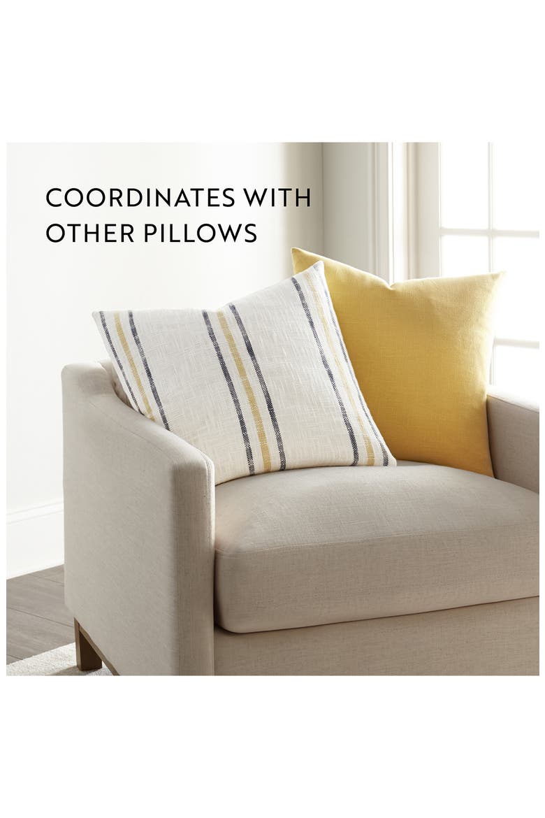 Yarn-Dyed Stripe Cotton Throw Pillow, Alternate, color, MUSTARD