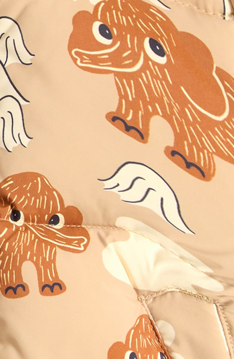 Mini Rodini Mammoth Print Puffer Coat, Alternate, color, Beige