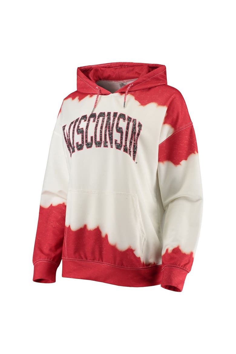 Women's Gameday Couture White/Red Wisconsin Badgers For the Fun Double Dip-Dyed Pullover Hoodie, Alternate, color, White