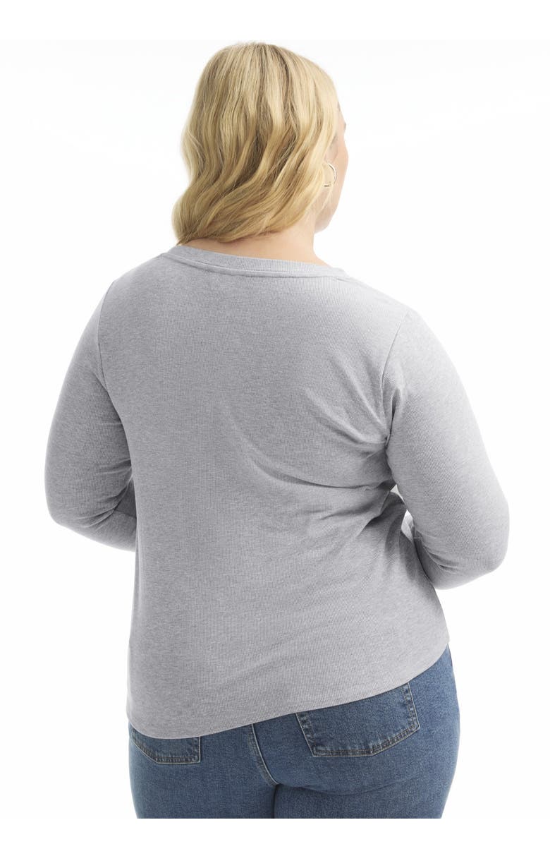 June + Vie Ribbed Crewneck Top, Alternate, color, Medium Heather Grey