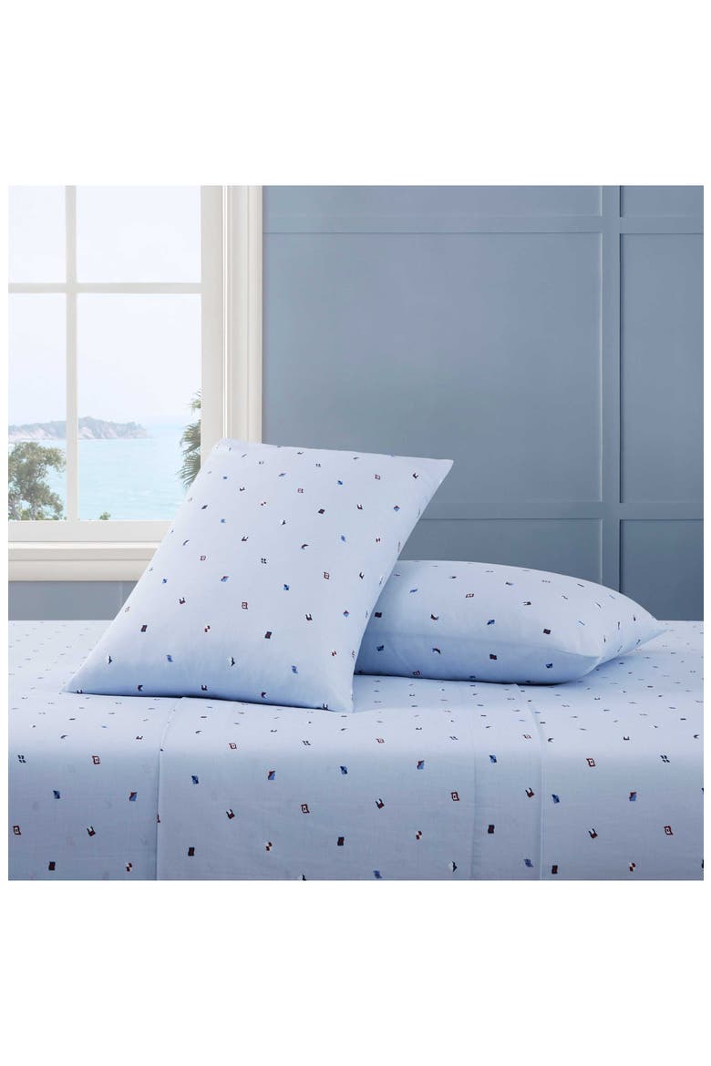 Nautical Flag Cotton Percale Sheet Set, Alternate, color, BOATHOUSE BLUE