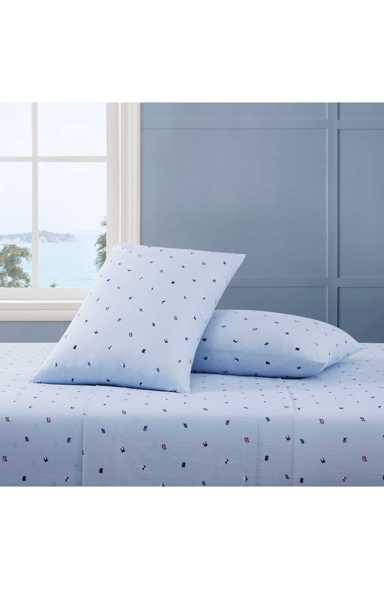 Tommy Hilfiger Nautical Flag Cotton Percale Sheet Set, Alternate, color, Boathouse Blue