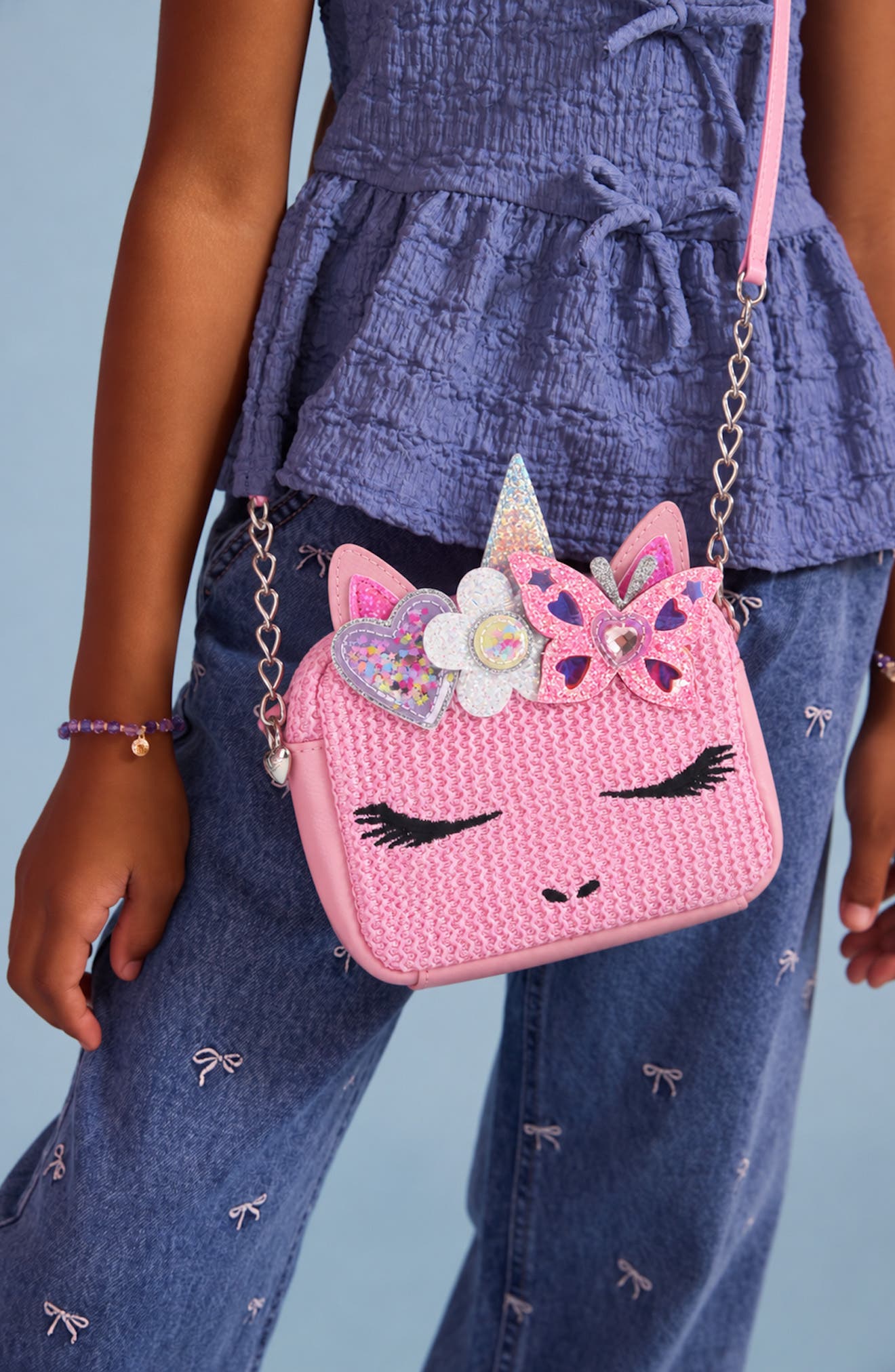 Kids' Miss Gwen Straw Crossbody Bag, Alternate, color, BUBBLE GUM