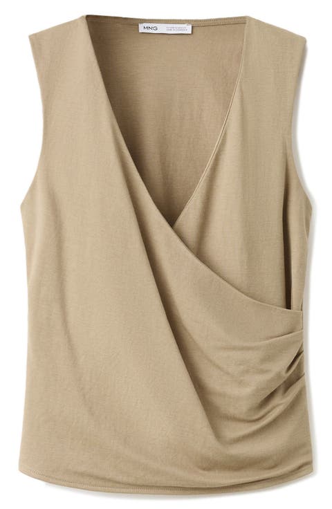 Ruched Faux Wrap Top