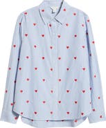 Caslon® Embroidered Heart Button-Up Shirt