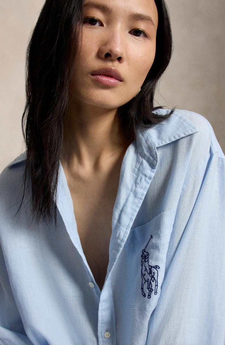 Polo Ralph Lauren Big Pony Oversize Linen Shirt, Alternate, color, Cold Springs