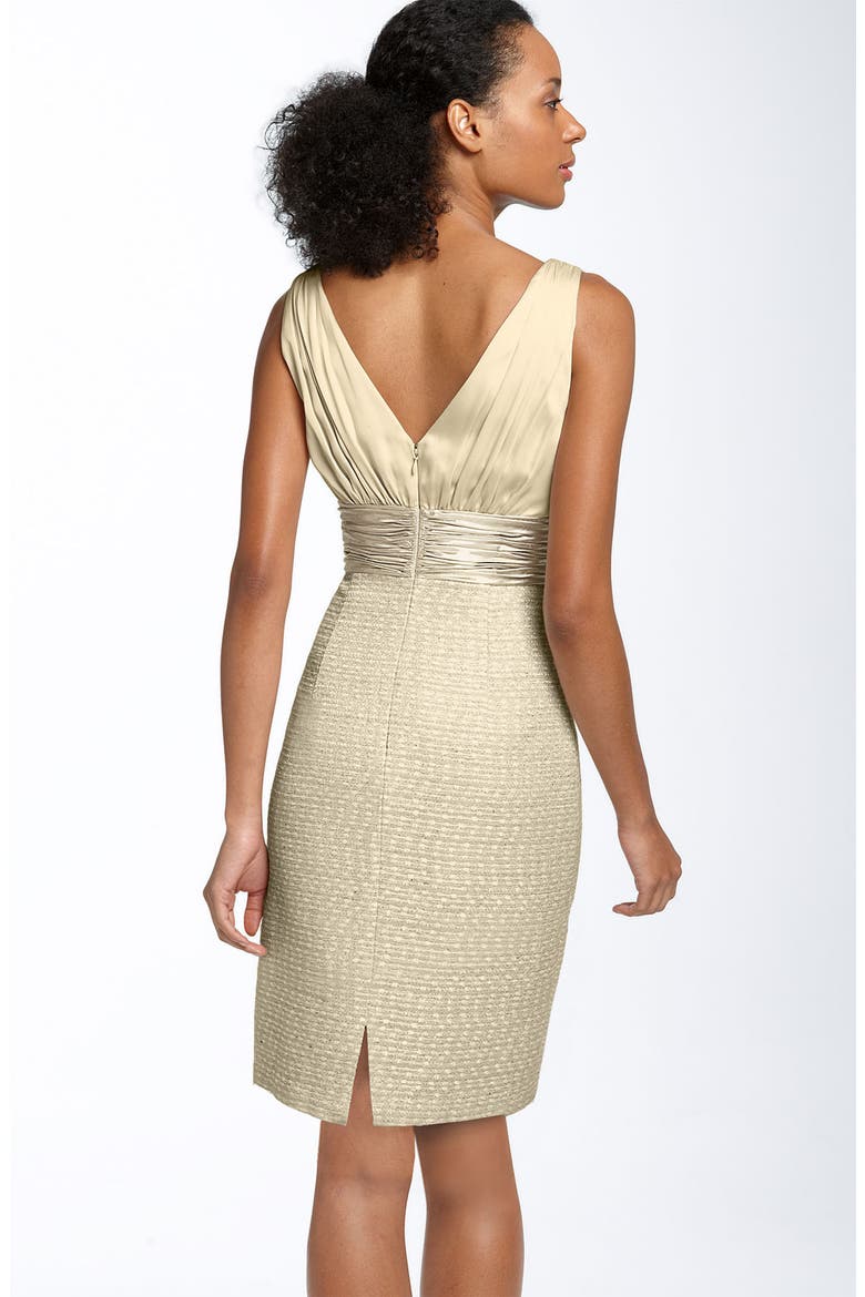 Satin & Jacquard Sheath Dress, Alternate, color, PEARL