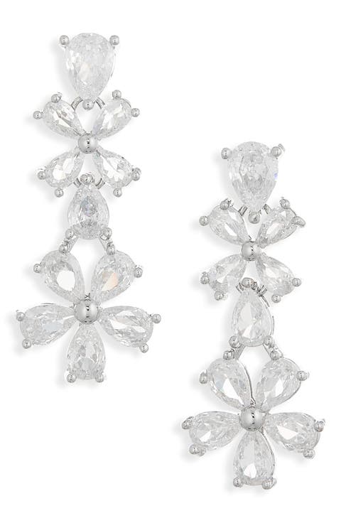 Chunky Flower Crystal Drop Earrings