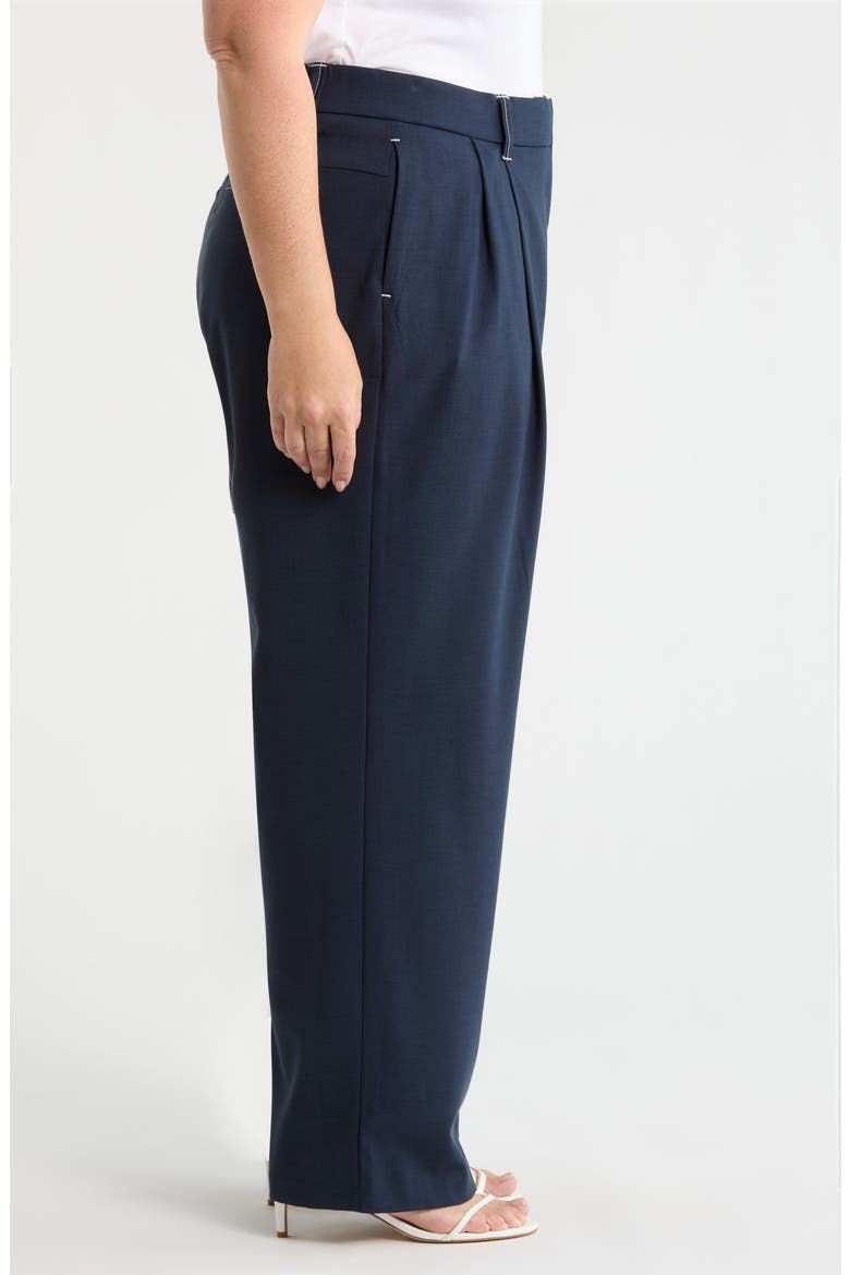 Ultra Skyrise Relaxed Straight Pleated Pants, Alternate, color, NAVY