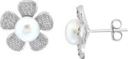 EFFY White Topaz Stone Flower Stud Earrings